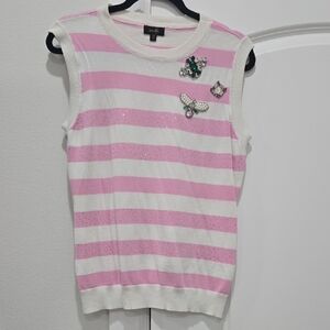 Pink and White Striped Sweater Vest